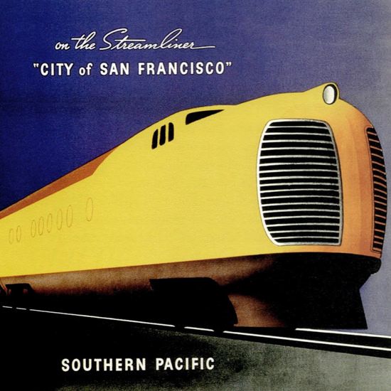 Detail Of Southern Pacific Chicago City San Francisco 1936 | Best of 1930s Ad and Cover Art