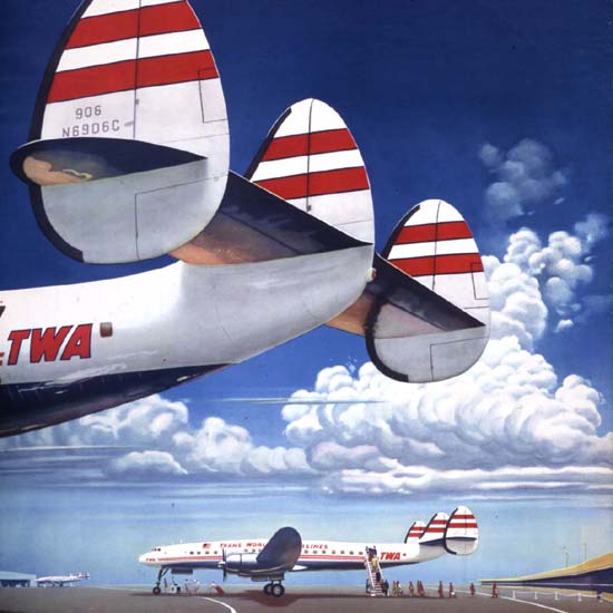 Detail Of TWA Fly The Finest Super Constellation 1952 | Best of 1950s Ad and Cover Art