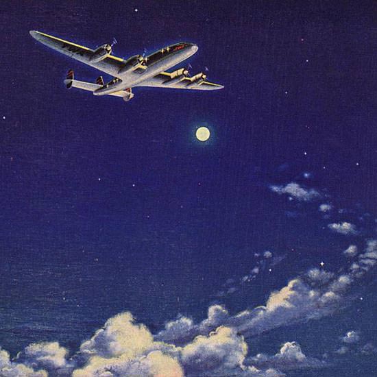 Detail Of TWA Good Will Night Flight Super Constellation | Best of Vintage Ad Art 1891-1970