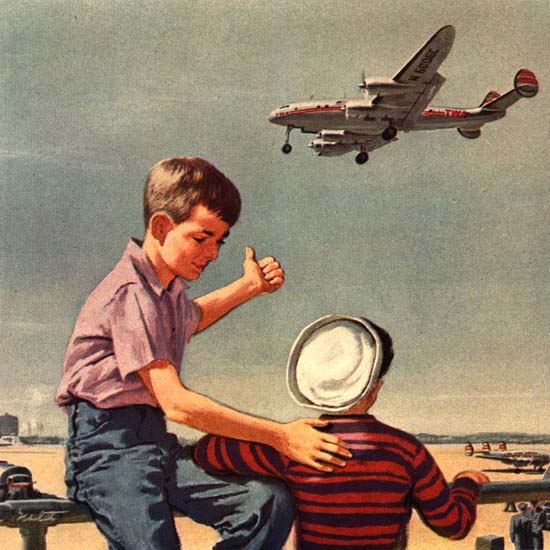 Detail Of TWA Paris Boys Super Constellation | Best of Vintage Ad Art 1891-1970