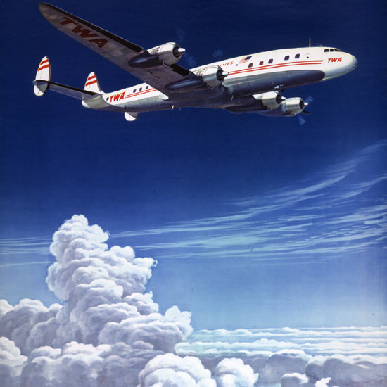 Detail Of TWA US Overseas Super Constellation 1952 | Best of Vintage Ad Art 1891-1970