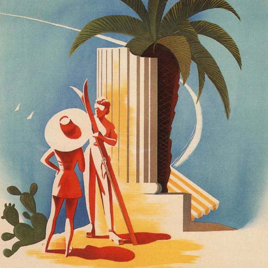 Detail Of Taormina Sicily Mount Etna  Italy Italia | Best of Vintage Ad Art 1891-1970