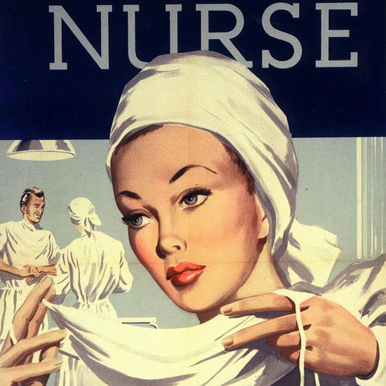 Detail Of Trained To Be A Nurse Operating Room | Best of Vintage Ad Art 1891-1970