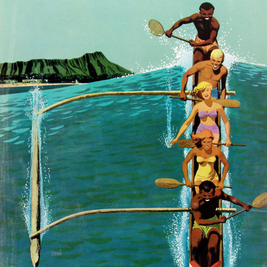 Detail Of United Air Lines Hawaii Outrigger 1960 | Best of 1960s Ad and Cover Art