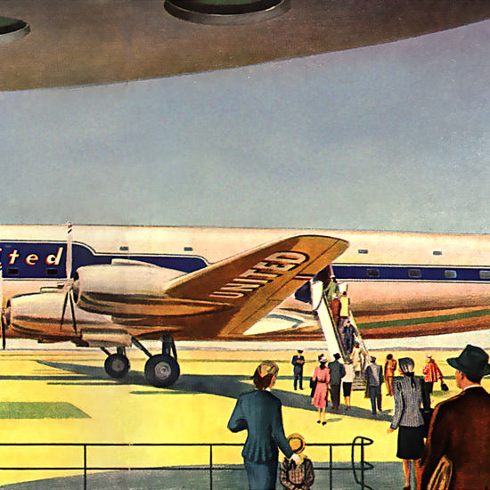 Detail Of United Air Lines Mainliner 300 Douglas DC-6 | Best of Vintage Ad Art 1891-1970