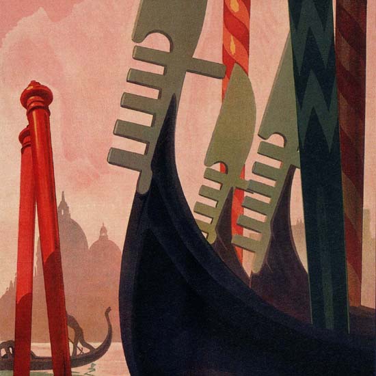 Detail Of Venezia Venice Gondola Italy Italia | Best of Vintage Ad Art 1891-1970