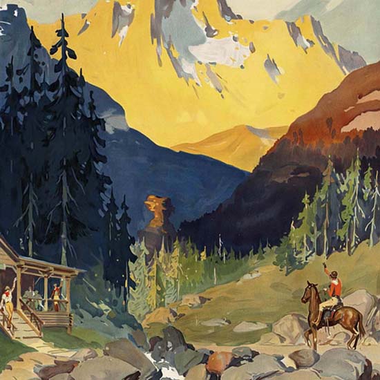 Detail Of Visit Your Far West National Parks Canada USA | Best of Vintage Ad Art 1891-1970