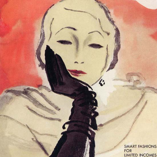 Detail Of Vogue Copyright 1930 Smartest Fashion Limited Incomes | Best of 1930s Ad and Cover Art