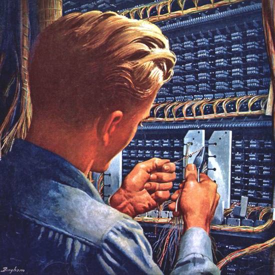 Detail Of Western Electric Good Connections 1949 | Best of 1940s Ad and Cover Art