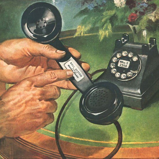 Detail Of Western Electric Telephone Felt Our Name Lately | Best of Vintage Ad Art 1891-1970