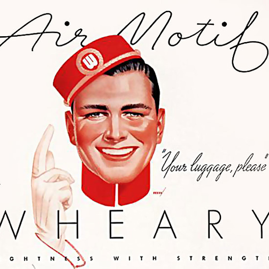 Detail Of Wheary Air Motif Luggage | Best of Vintage Ad Art 1891-1970