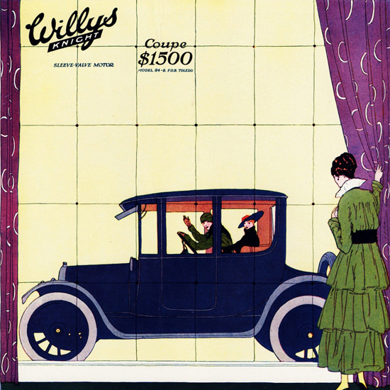 Detail Of Willys Knight Coupe 1916 Toledo | Best of Vintage Ad Art 1891-1970