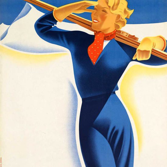 Detail Of Winter In Austria 1930s | Best of 1930s Ad and Cover Art