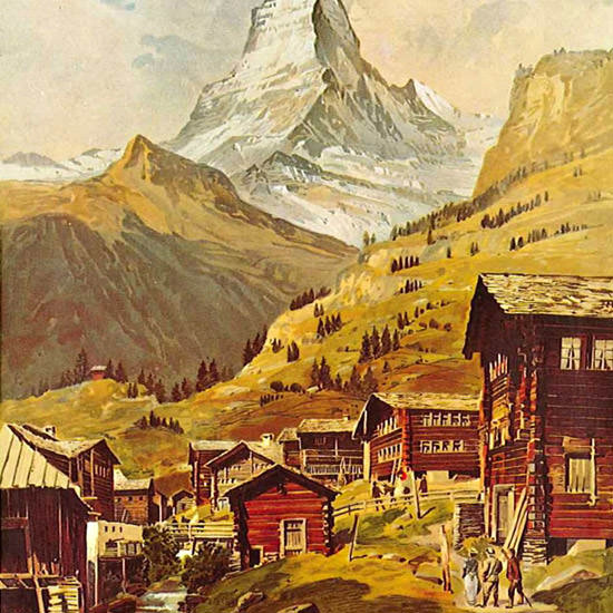 Detail Of Zermatt Chemins Fer Zermatt-Gornergrat 1898 | Best of Vintage Ad Art 1891-1970