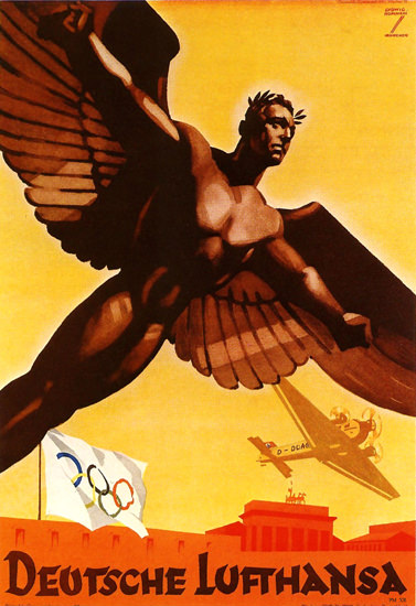 Deutsche Lufthansa Olympics Berlin 1936 Ikarus | Vintage Travel Posters 1891-1970