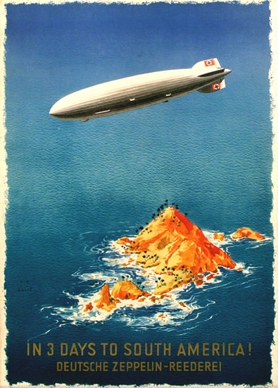 Deutsche Zeppelin Reederei South America 1935 | Vintage Travel Posters 1891-1970