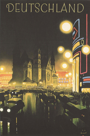 Deutschland Berlin By Night Germany | Vintage Travel Posters 1891-1970