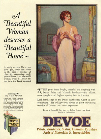 Devoe Paints Varnishes Stains Enamels New York | Sex Appeal Vintage Ads and Covers 1891-1970