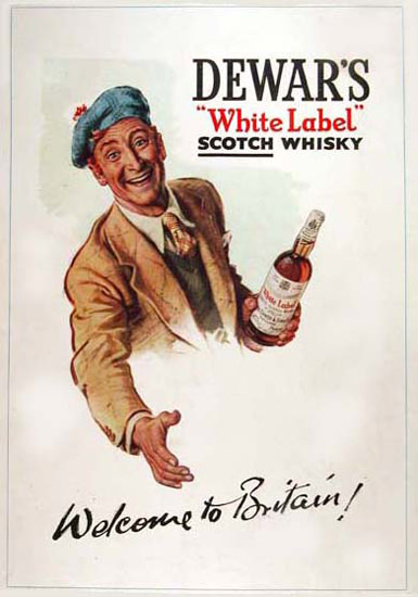 Dewars White Label Scotch Whisky 1951 Britain | Vintage Ad and Cover Art 1891-1970