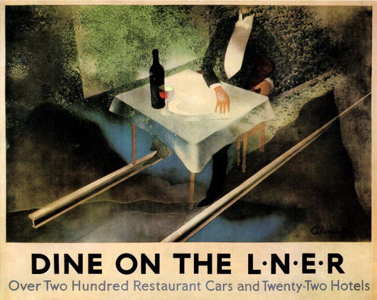 Dine On LNER Restaurant Cars 1928 A Alexeieff | Vintage Travel Posters 1891-1970