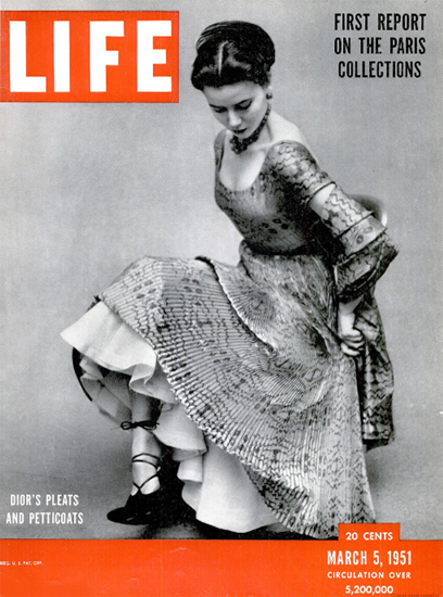 Diors Pleats and Petticoats 5 Mar 1951 Copyright Life Magazine | Life Magazine BW Photo Covers 1936-1970