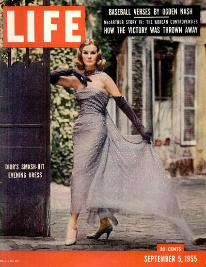 Diors Smash-Hit Evening Dress 5 Sep 1955 Copyright Life Magazine | Life Magazine Color Photo Covers 1937-1970