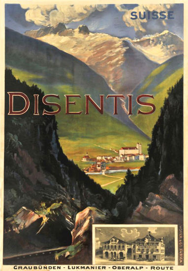 Disentis Suisse Graubuenden Lukmanier 1895 | Vintage Travel Posters 1891-1970