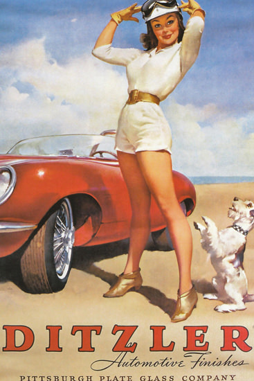 Ditzler Automotive Finishes Girl Dog 1960s | Sex Appeal Vintage Ads and Covers 1891-1970