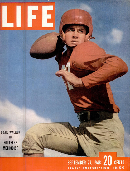 Doak Walker Football 27 Sep 1948 Copyright Life Magazine | Life Magazine Color Photo Covers 1937-1970