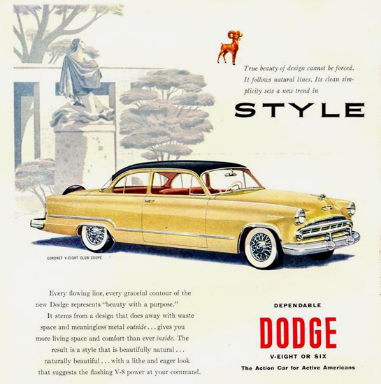 Dodge Coronet V-Eight Club Coupe 1953 | Mad Men Art | Vintage Ad Art ...