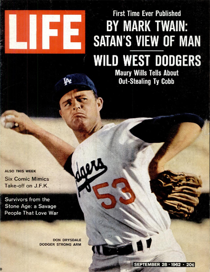 Don Drysdale Dodger strong Arm 28 Sep 1962 Copyright Life Magazine | Life Magazine Color Photo Covers 1937-1970