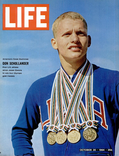 Don Schollander four Gold Medals 30 Oct 1964 Copyright Life Magazine | Life Magazine Color Photo Covers 1937-1970