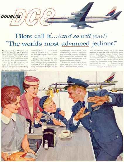 Douglas DC-8 Pilots Most Advanced Jetliner 1959 | Vintage Travel Posters 1891-1970