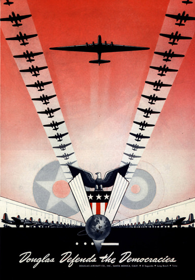 Douglas Defends The Democracies 1942 | Vintage War Propaganda Posters 1891-1970