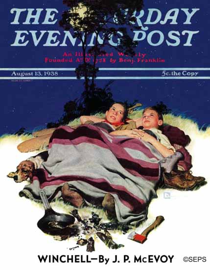 Douglass Crockwell Saturday Evening Post Camping Out 1938_08_13 | The Saturday Evening Post Graphic Art Covers 1931-1969