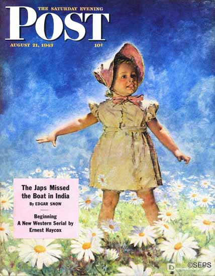 Douglass Crockwell Saturday Evening Post Daisy Daisies 1943_08_21 | The Saturday Evening Post Graphic Art Covers 1931-1969