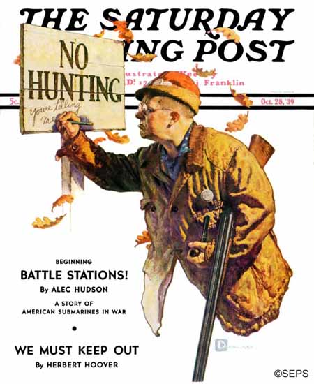 Douglass Crockwell Saturday Evening Post No Hunting 1939_10_28 | The Saturday Evening Post Graphic Art Covers 1931-1969