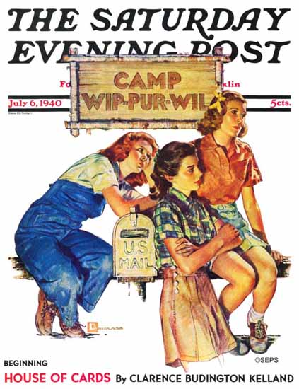 Douglass Crockwell Saturday Evening Post Waiting for Mail 1940_07_06 | The Saturday Evening Post Graphic Art Covers 1931-1969