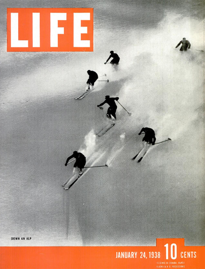 Down on Alp 24 Jan 1938 Copyright Life Magazine | Life Magazine BW Photo Covers 1936-1970