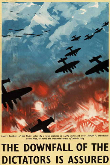 Downfall Of Dictators Heavy RAF Bombers | Vintage War Propaganda Posters 1891-1970