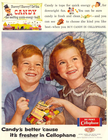 Du Pont Cellophane Kids 1955 | Vintage Ad and Cover Art 1891-1970