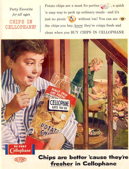 Du Pont Cellophane Potato Chips Boy 1955 | Vintage Ad and Cover Art 1891-1970