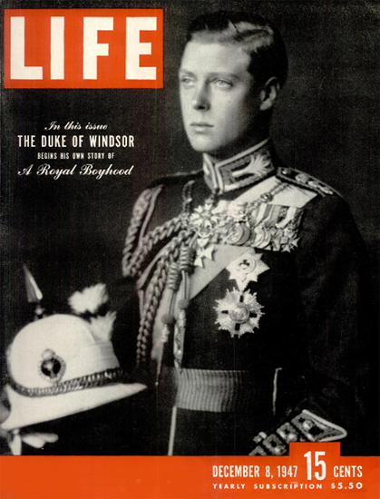 Duke of Windsor 8 Dec 1947 Copyright Life Magazine | Life Magazine BW Photo Covers 1936-1970