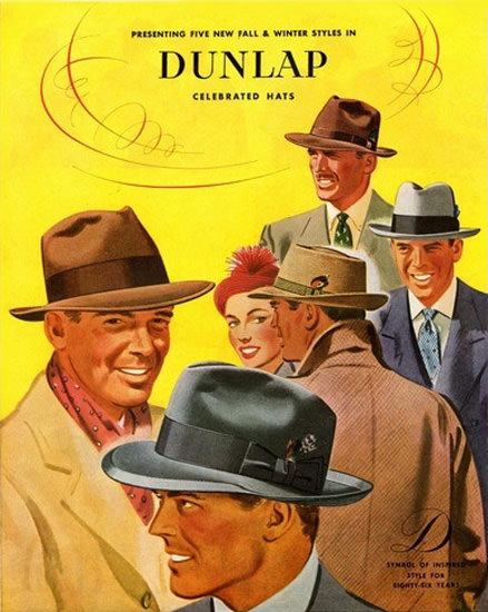Dunlap Celebrated Hats New York | Mad Men Art | Vintage Ad Art Collection