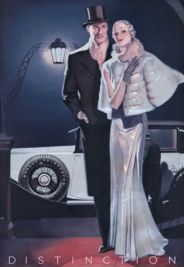 Dunlop Tires Distinction Couple In Evening Dress | Sex Appeal Vintage Ads and Covers 1891-1970