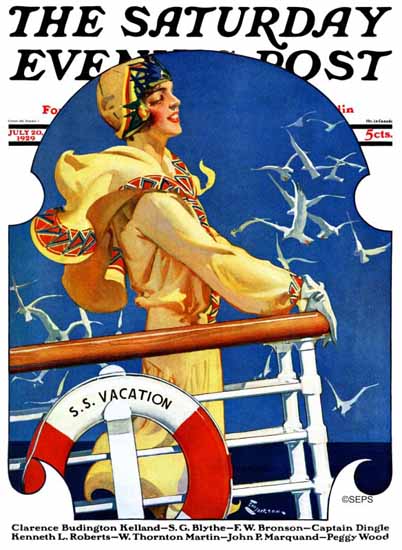 EM Jackson Cover Artist Saturday Evening Post SS Vacation 1929_07_20 | The Saturday Evening Post Graphic Art Covers 1892-1930