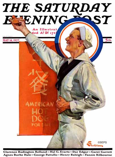 EM Jackson Saturday Evening Post American Hot Dog for Sale 1927_05_14 | The Saturday Evening Post Graphic Art Covers 1892-1930