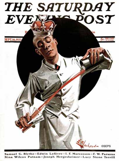 EM Jackson Saturday Evening Post King of Bartenders 1922_09_16 | The Saturday Evening Post Graphic Art Covers 1892-1930