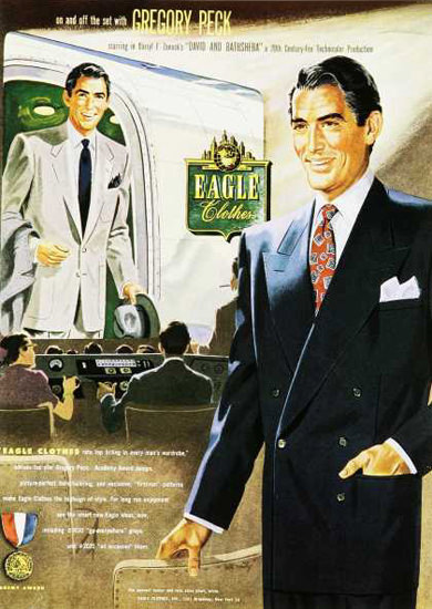 Eagle Clothes Gregory Peck 1950s | Sex Appeal Vintage Ads and Covers 1891-1970