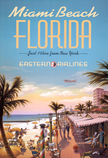 Eastern Air Lines Miami Beach Florida New York | Vintage Travel Posters 1891-1970